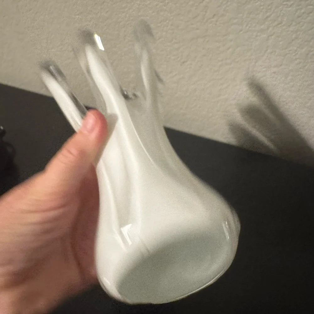 Vintage 6 Finger White Glass Vase